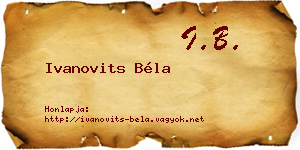 Ivanovits Béla névjegykártya
